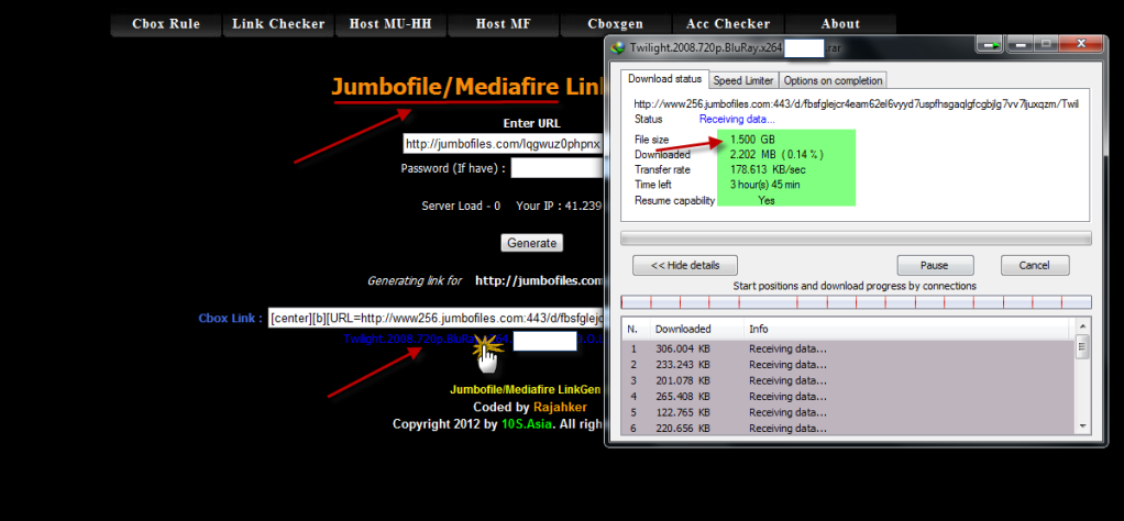 Jumbofile/Mediafire Link Generator