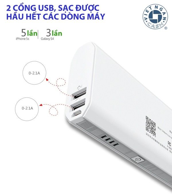 Pin dự phòng Cenda V3 10.000mA, chính hãng, bảo hành 12 tháng, sạc iPhone 5 5 lần - 5