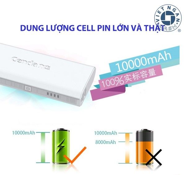Pin dự phòng Cenda V3 10.000mA, chính hãng, bảo hành 12 tháng, sạc iPhone 5 5 lần - 7