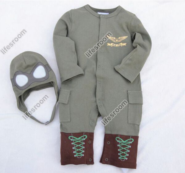 Baby Kids Toddler Boy Pilot Onesie Bodysuit Romper Jumpsuit OnePiece