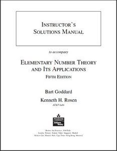 Student Solutions Manual for Elementary Number Theory by Kenneth H. Rosen