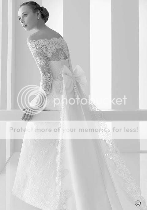 White Lace Long Sleeveless Off Shoulder Boat Neck Wedding Dress Bow