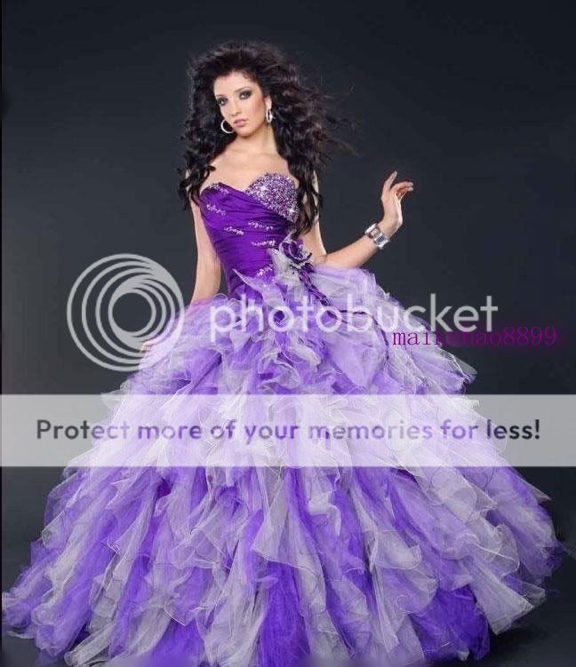 Purple Masquerade Quinceanera Wedding Dress Bride Ball Gown Size 6 8 