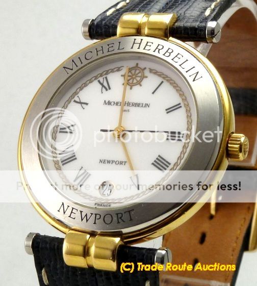 Men S Watches Michel Herbelin Large Size Round Dial Date Newport Men S Watch 12456 R