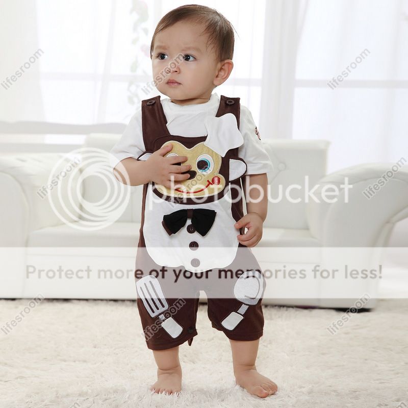 Baby Kids Toddler Boys Monkey Onesie Bodysuit Romper Jumpsuit Coverall One Piece