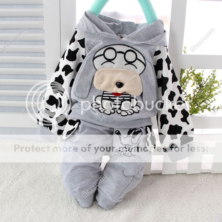 Baby Kid Toddler Boy Girl Animal Dog Suit Outfit Outwear Hooded Coat Clothes Set