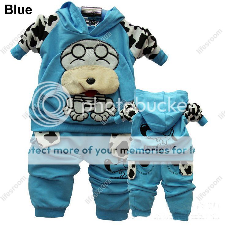 Baby Kid Toddler Boy Girl Animal Dog Suit Outfit Outwear Hooded Coat Clothes Set