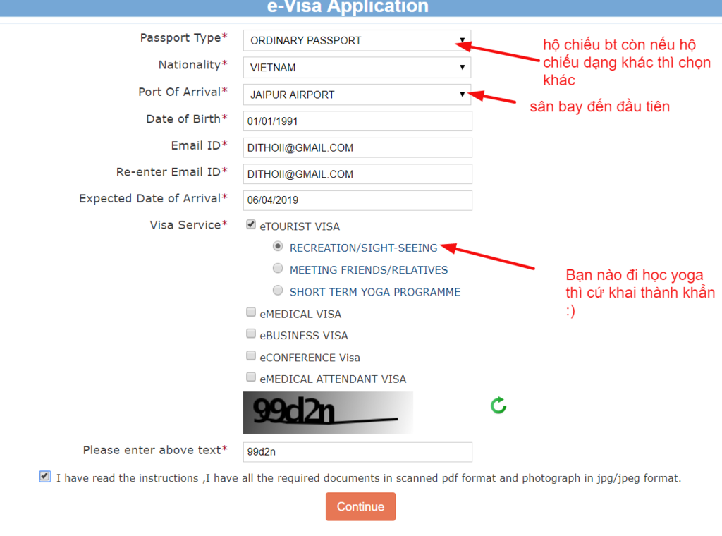 Thủ tục xin visa Ấn Độ online | Bước 1