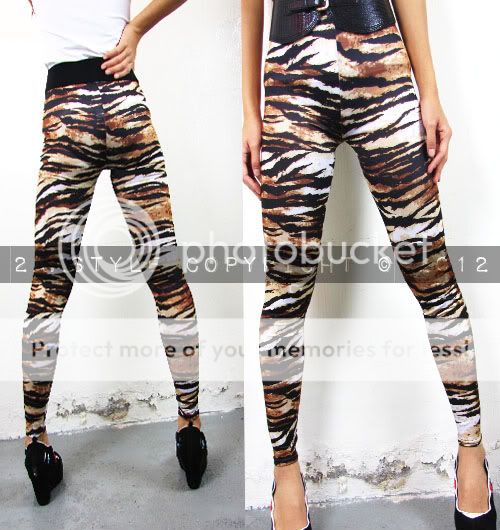 Women Leggings Tight Pants Vintage Animal Leopard Tiger Pattern  