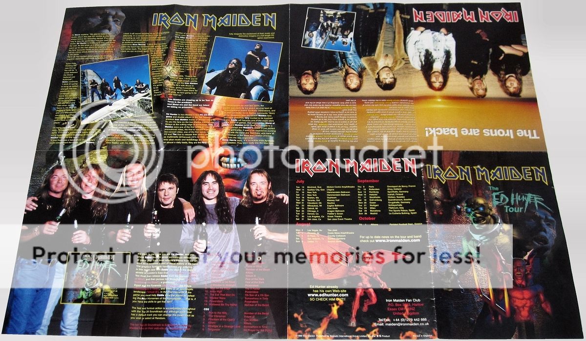 IRON MAIDEN The Ed Hunter Tour PROGRAMME Poster TOURBOOK 1999 Reunion ...