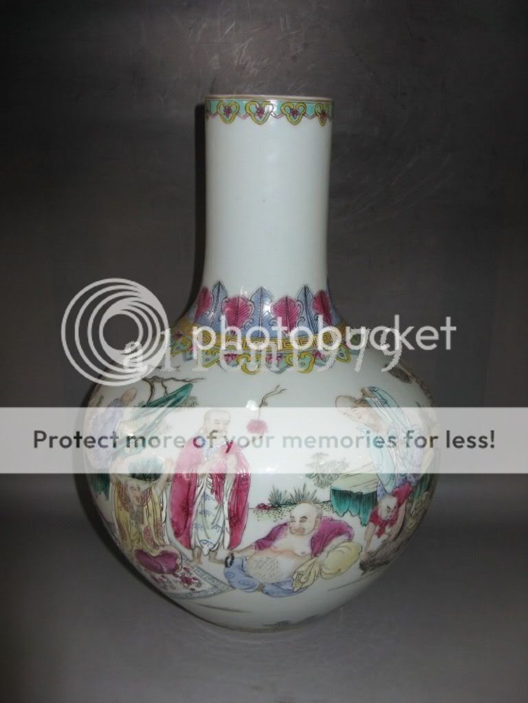 Chinese rare vivid Famille rose porcelain Eight Immortals globular 